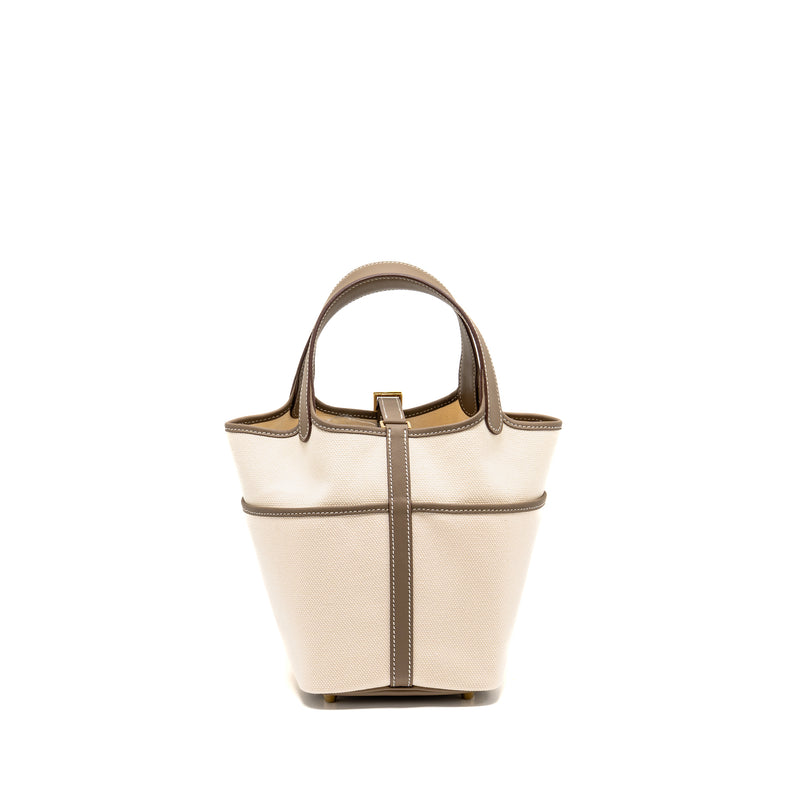Hermes Cargo Picotin 18 Lock Bag Canvas/Swift Ecru/Etoupe GHW Stamp W