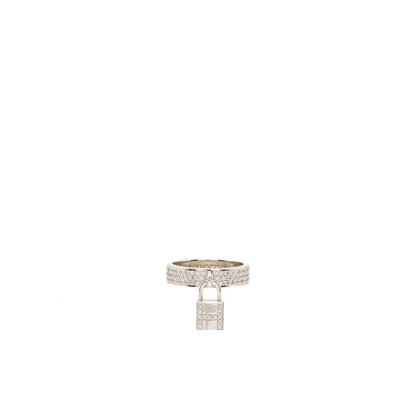 Hermes Size 50 Kelly Cadenas Ring, Medium Model White Gold,Diamonds