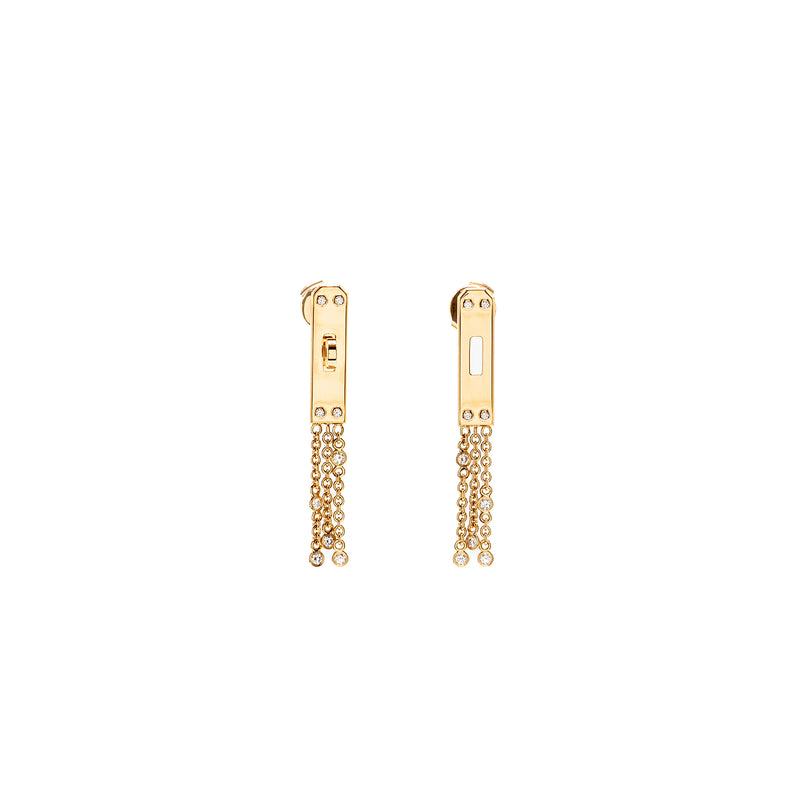 Hermes Kelly Gavroche Earrings rose gold, diamonds