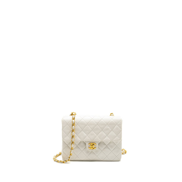 Chanel Vintage quilted square flap bag lambskin white GHW