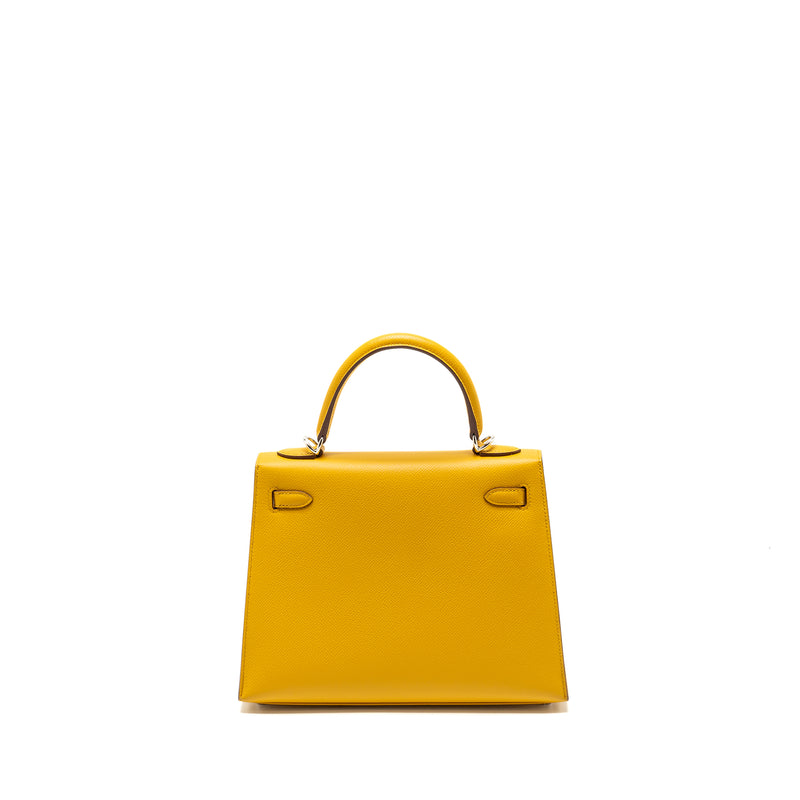 Hermes Kelly 25 Epsom 9D Jaune Amber SHW Stamp Y