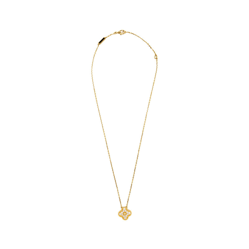 Van cleef and Arpels Vintagel Alhambra pendant 18k yellow gold diamonds