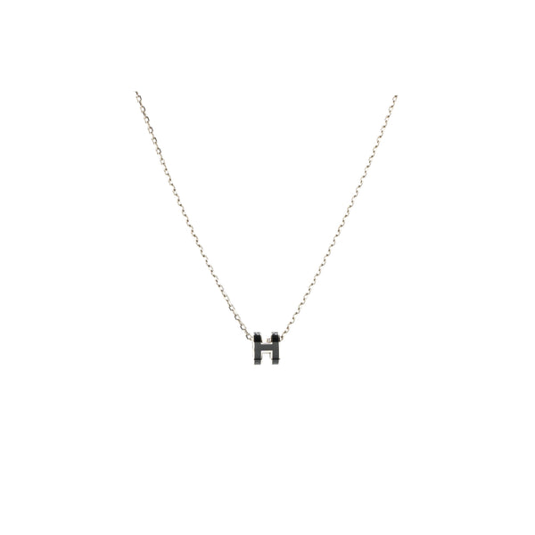 Hermes Mini Pop H Pendant Black SHW