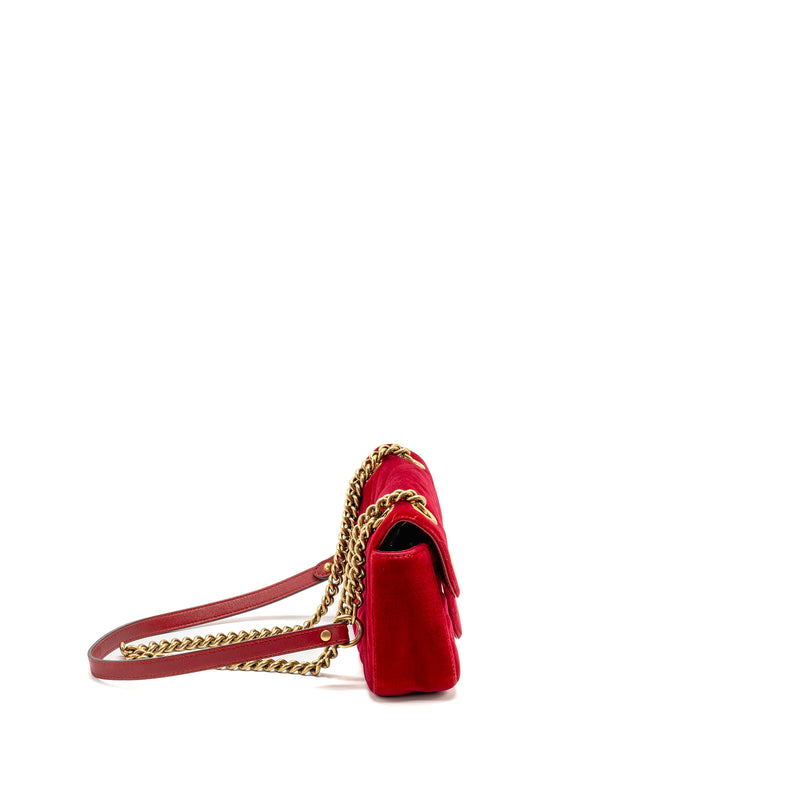 Gucci Small GG Marmont Bag Velvet Red GHW