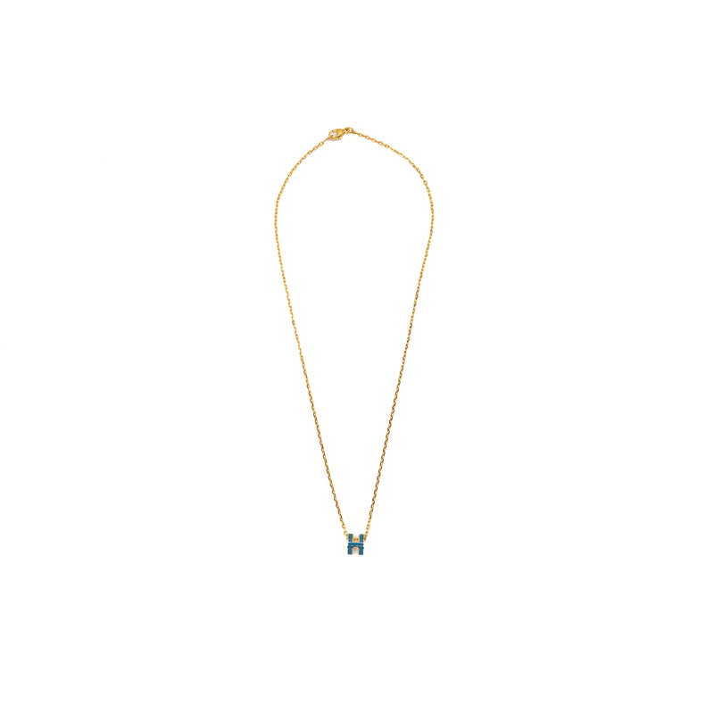 Hermes mini pop H pendant blue GHW