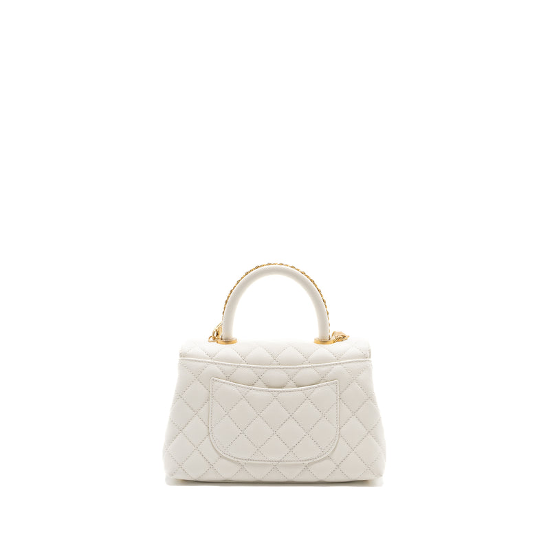 Chanel 23P detailed top handle Small coco handle caviar white GHW (microchip )