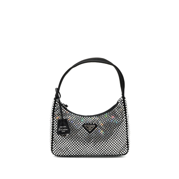 Prada reedition 2000 mini bag satin with crystal black SHW