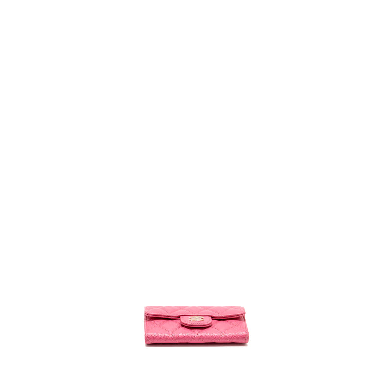 Chanel Classic flap card holder caviar pink GHW