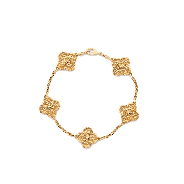 Van Cleef & Arpels Vintage Alhambra 5-Motif Bracelet Yellow Gold