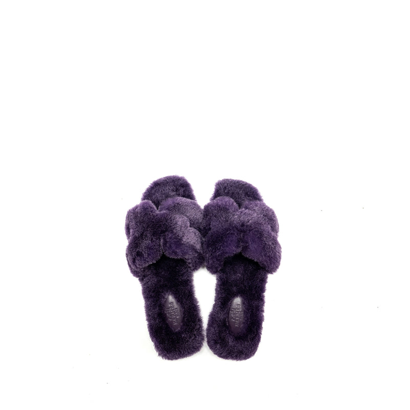 Hermes size 37.5 oran sandal shearling purple