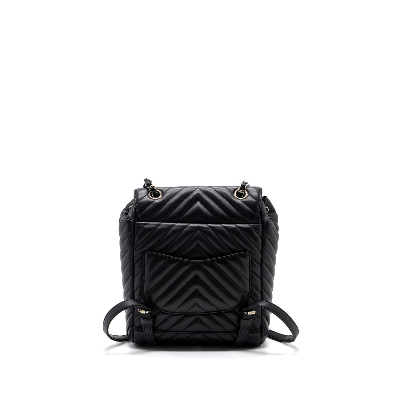 Chanel Small Urban Spirit Backpack Chevron Calfskin Black SHW