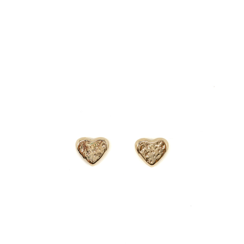 Chanel Mini Heart CC Logo Earrings Light Gold Tone