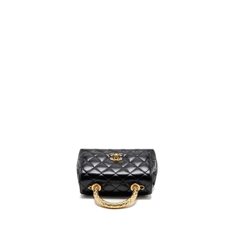 Chanel Metal Top Handle Coco Handle Mini Shiny Calfskin Black GHW (Microchip)