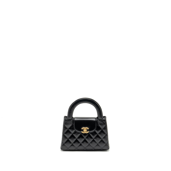 Chanel Mini Kelly Shopping Tote Bag Calfskin Black GHW (Microchip)