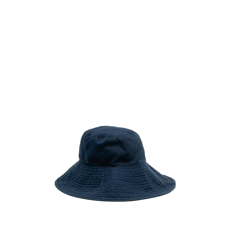 Miu Miu Size S Drill Hat Cotton Dark Blue and Logo Sunglasses Black (Sell in Set)