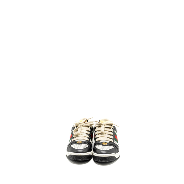 Gucci size 37.5 screener trainer sneaker black/white multicolour