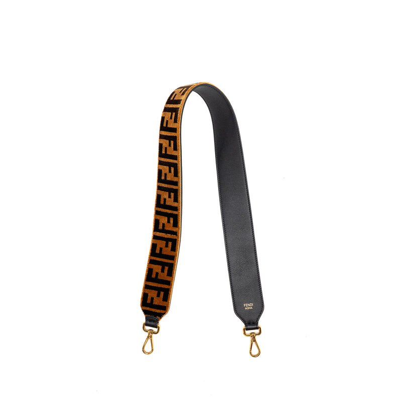 Fendi Strap You Textured-Effect Leather Shoulder Strap Brown GHW