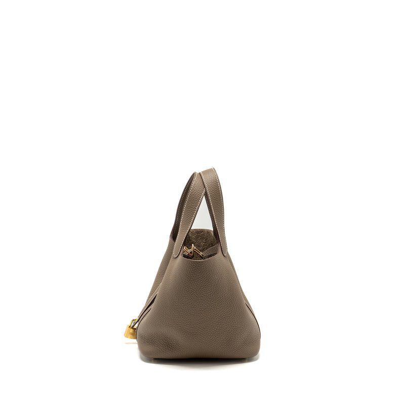 HERMES Picotin 18 Lock Bag Clemence Etoupe GHW Stamp B