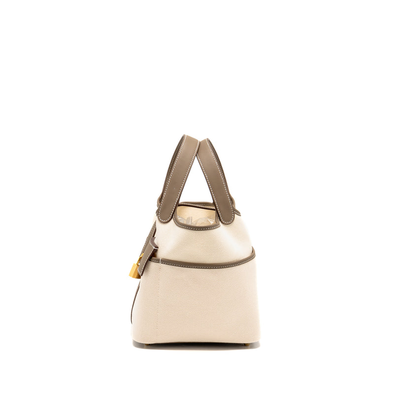 Hermes Cargo Picotin 18 Lock Bag Canvas/Swift Ecru/Etoupe GHW Stamp W