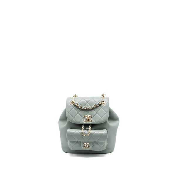 Chanel 23C Mini Duma Backpack Calfskin Light Grey LGHW (Microchip)