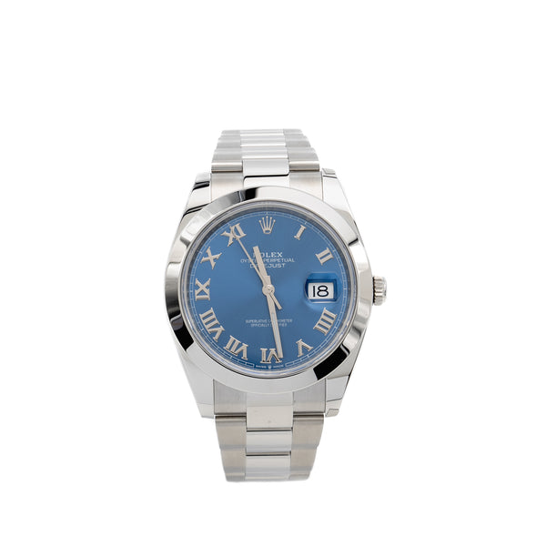 Rolex Datejust 41 Oyster Steel Azzurro Blue Dial Model: 126300-0017