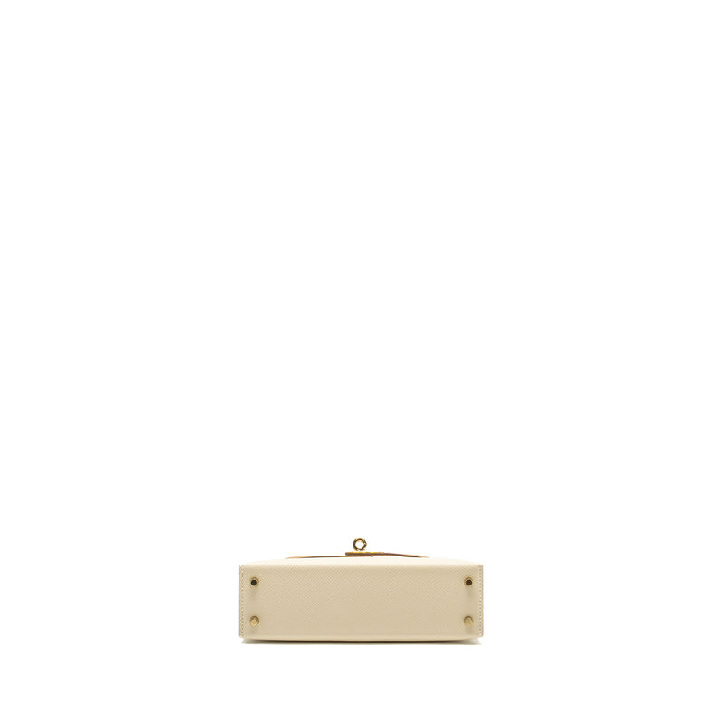 Hermes Mini Kelly II Epsom Craie/Biscuit LGHW Stamp W