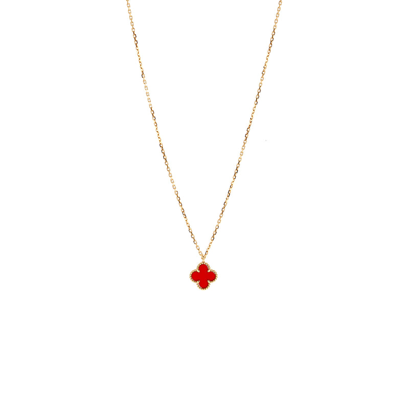 Van Cleef & Arpels Sweet Alhambra Pendant, Carnelian Rose Gold