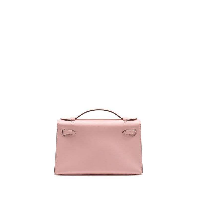 Hermes Kelly Pochette Swift Rose Sakura SHW Stamp D
