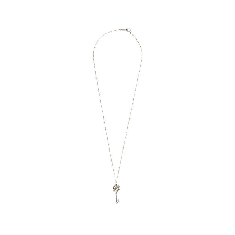 Tiffany Mini Daisy Key Pendant 18K White Gold, yellow/White Diamonds
