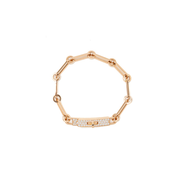 Hermes Size SH Kelly Chaine Bracelet, Small Model Rose Gold,Diamonds