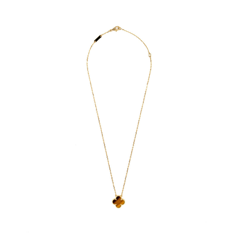Van Cleef and Arpels vintage Alhambra pendant 18K yellow gold, tiger eye