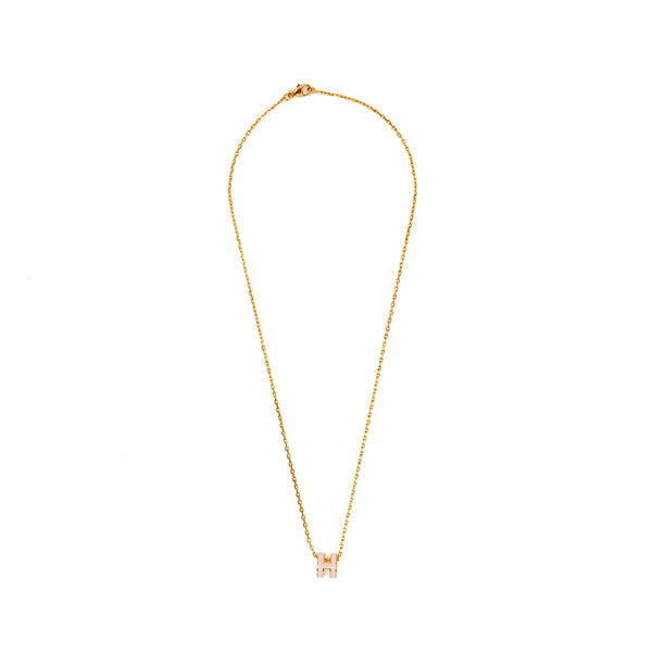 Hermes Mini Pop H Pendant Rose Dragee RGHW