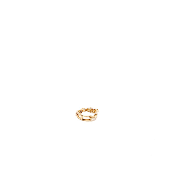 HERMES Size 50 Chaine D'ancre Chaos Ring Small Model Rose Gold, 2 Diamonds
