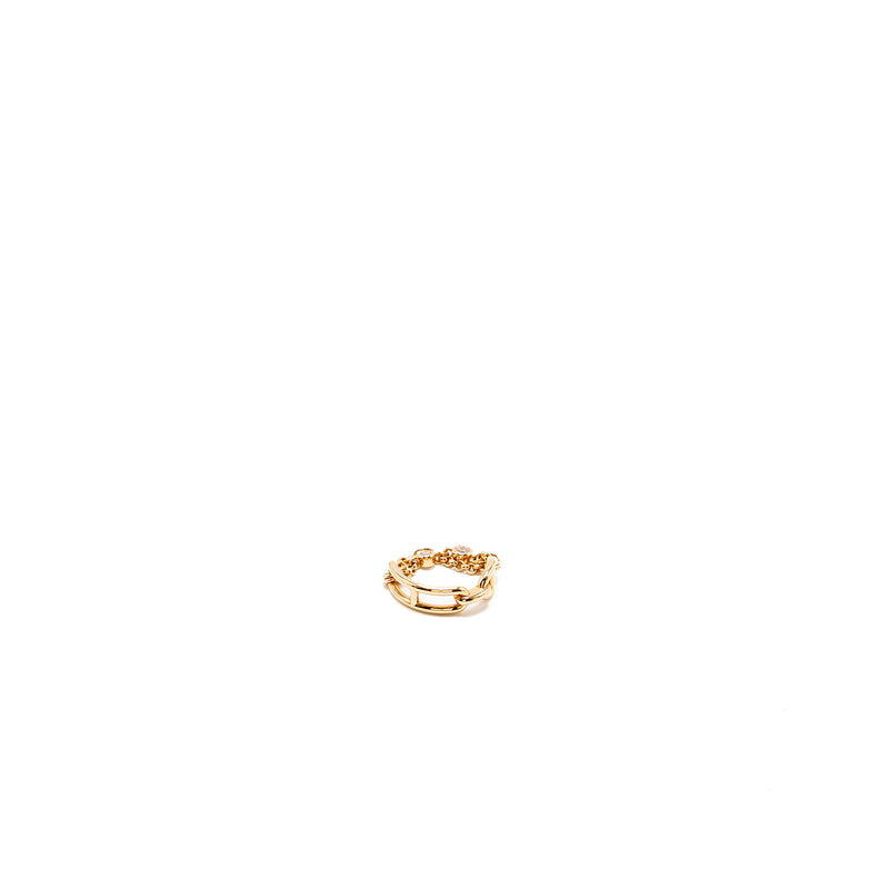 HERMES Size 50 Chaine D'ancre Chaos Ring Small Model Rose Gold, 2 Diamonds