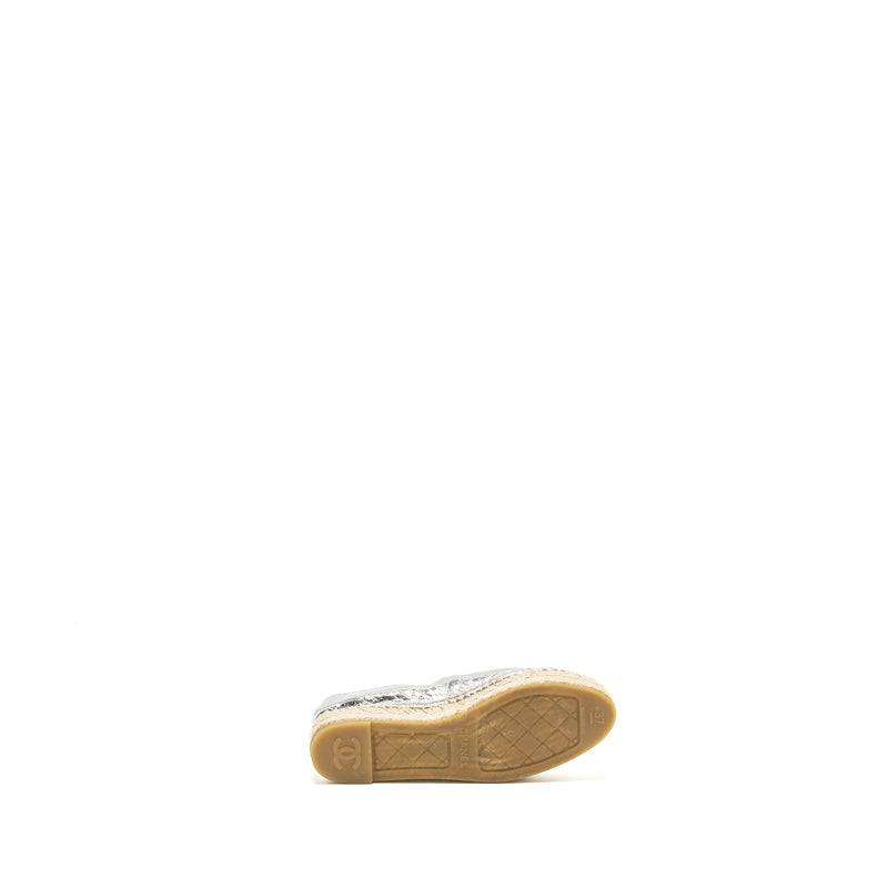 Chanel Size 37 Espadrille Metallic Silver