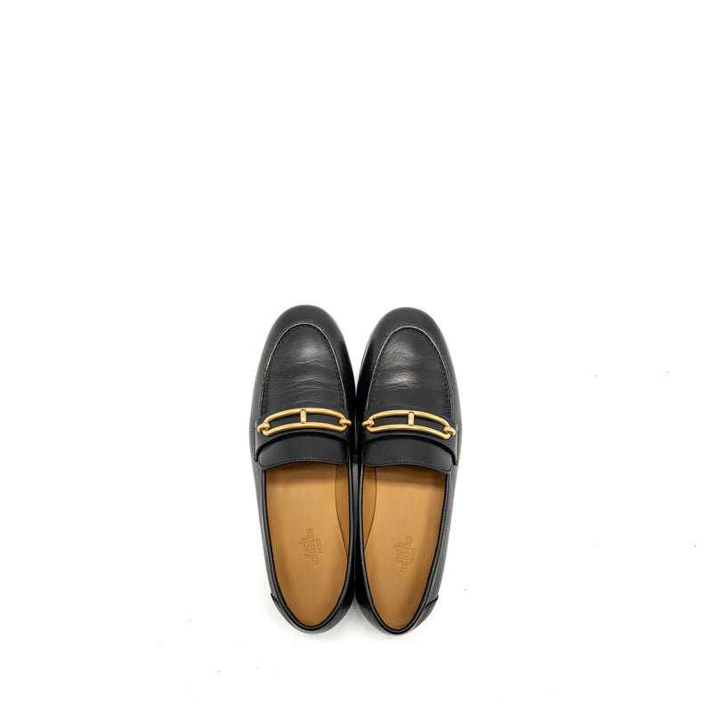 Hermes size 38 Colette loafer goatskin black GHW