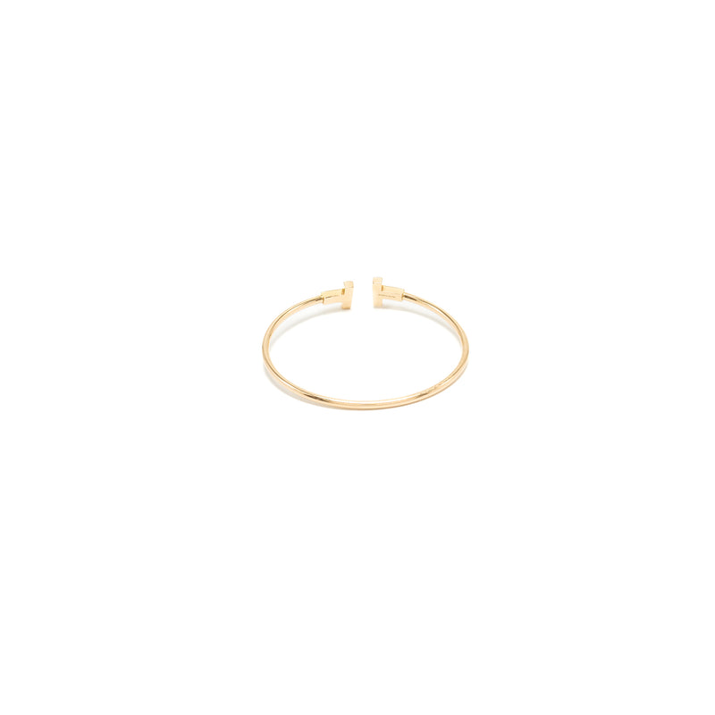 TIFFANY T Size Medium Narrow Wire Bracelet 18K Rose Gold