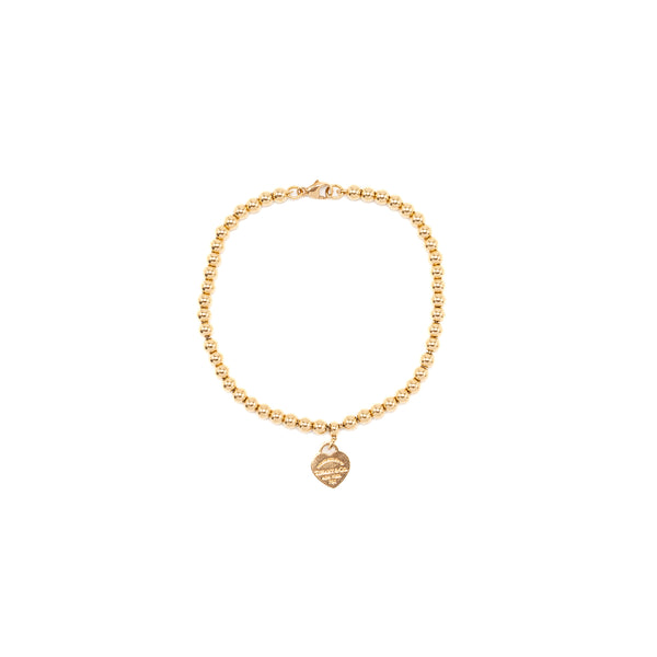 Tiffany Size Large Heart Tag Bead Bracelet Rose Gold