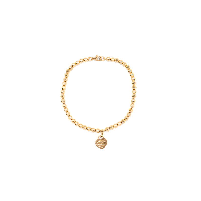 Tiffany Size Large Heart Tag Bead Bracelet Rose Gold