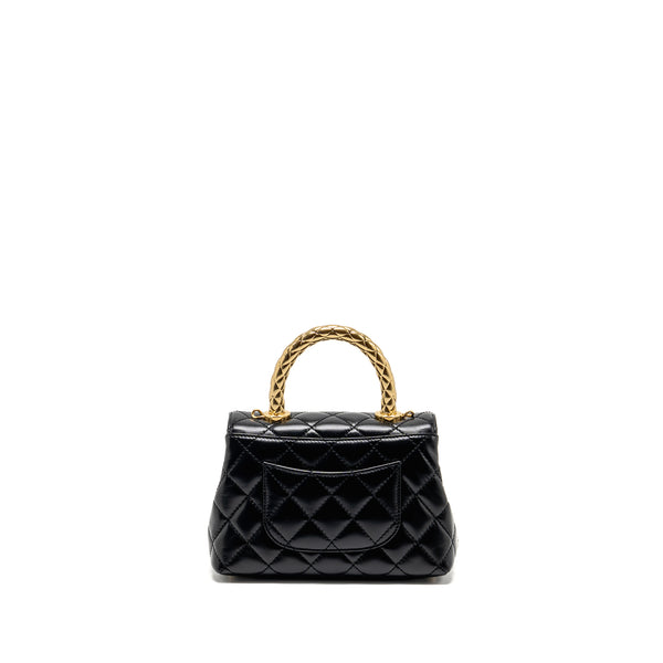 Chanel Metal Top Handle Coco Handle Mini Shiny Calfskin Black GHW (Microchip)