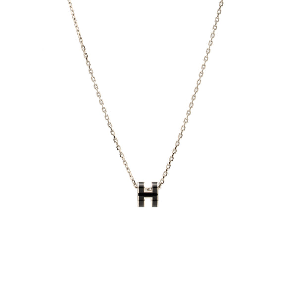 Hermes Mini Pop H Pendant black SHW