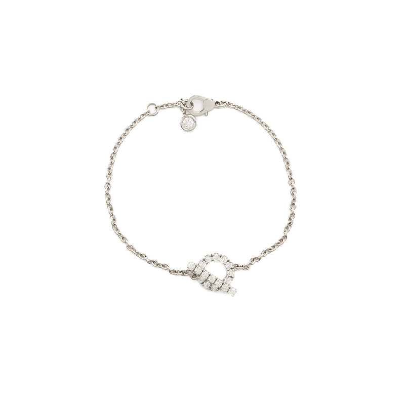Hermes Size SH Finesse Bracelet White Gold Diamonds