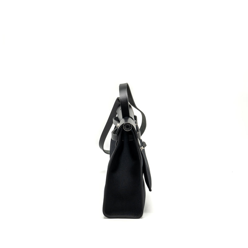 Hermes Herbag 31 Zip Bag Canvas/Hunter Black SHW Stamp D