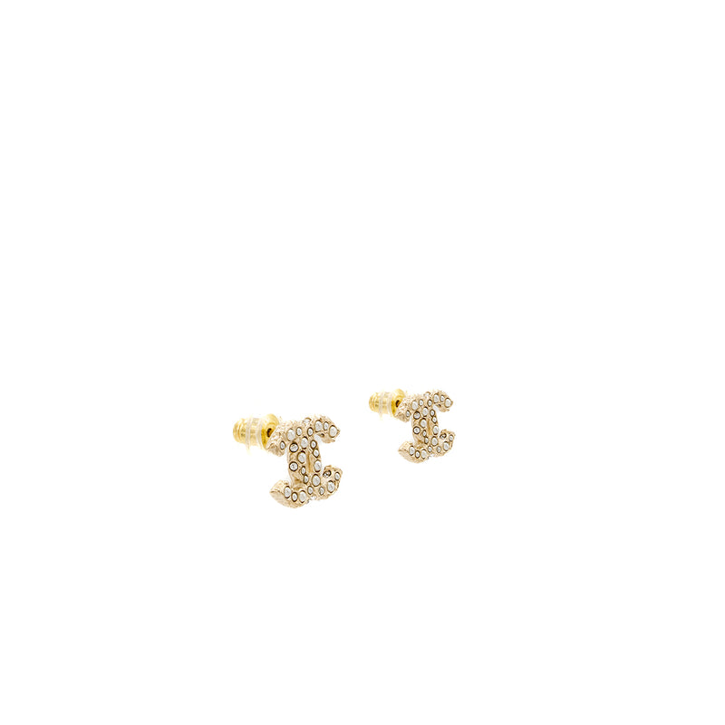 Chanel CC Logo Earrings with Pearl Light Gold Tone
