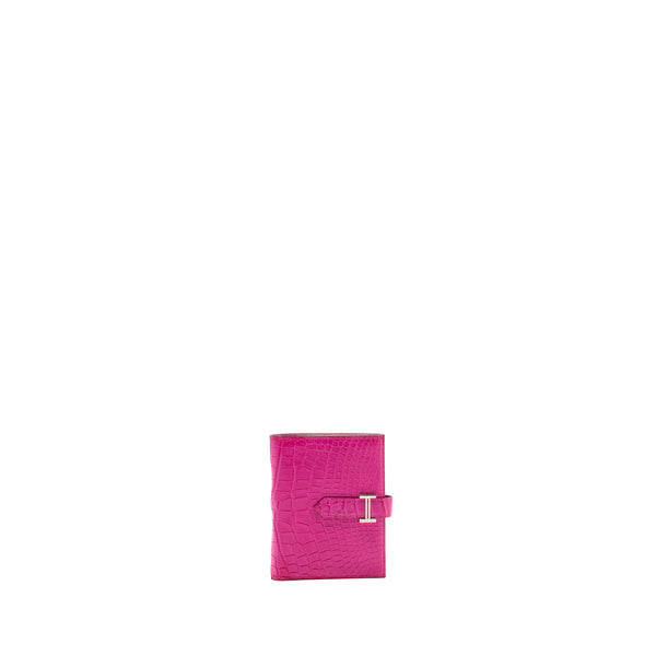 Hermes Bearn Wallet Alligator Matt Pink SHW Stamp Z