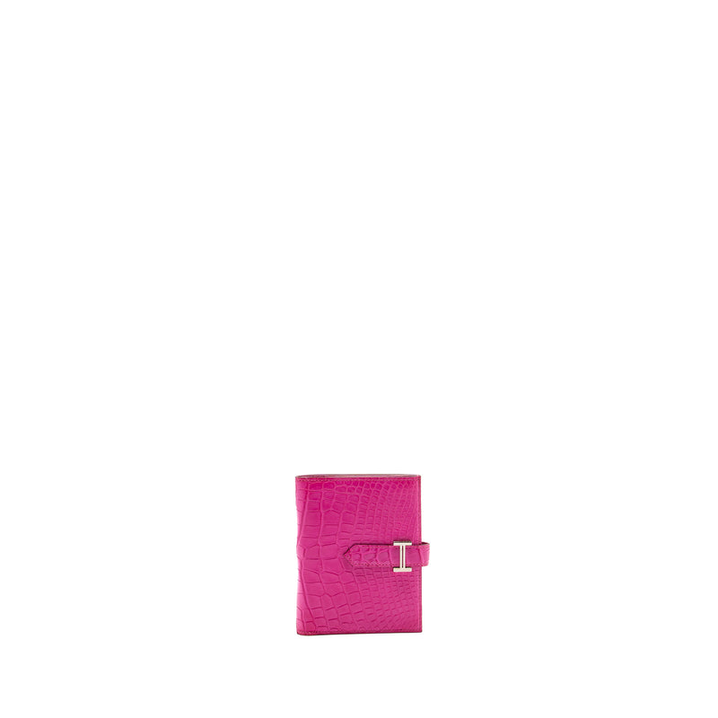 Hermes Bearn Wallet Alligator Matt Pink SHW Stamp Z