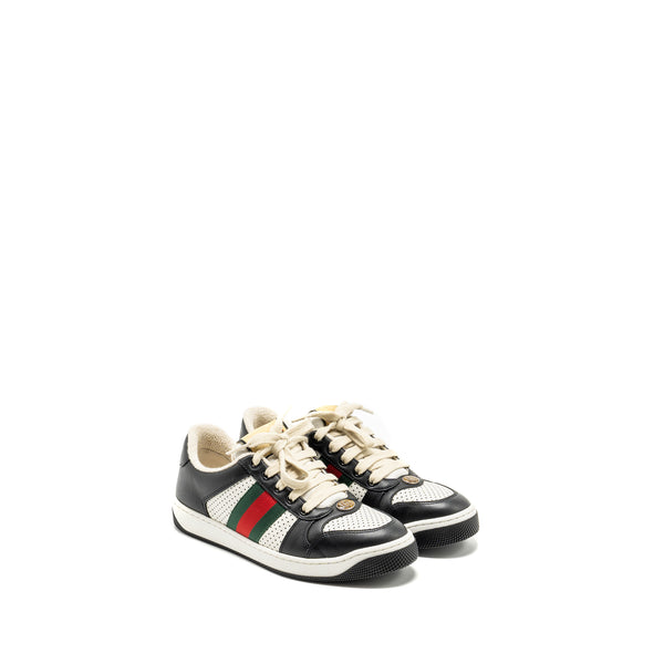 Gucci size 37.5 screener trainer sneaker black/white multicolour