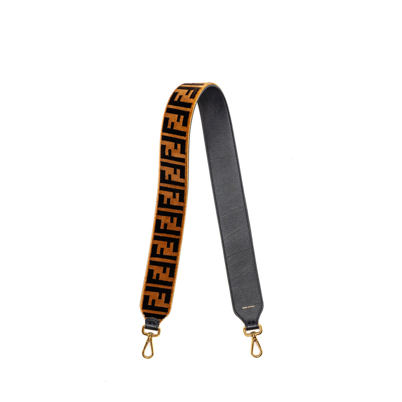 Fendi Strap You Textured-Effect Leather Shoulder Strap Brown GHW