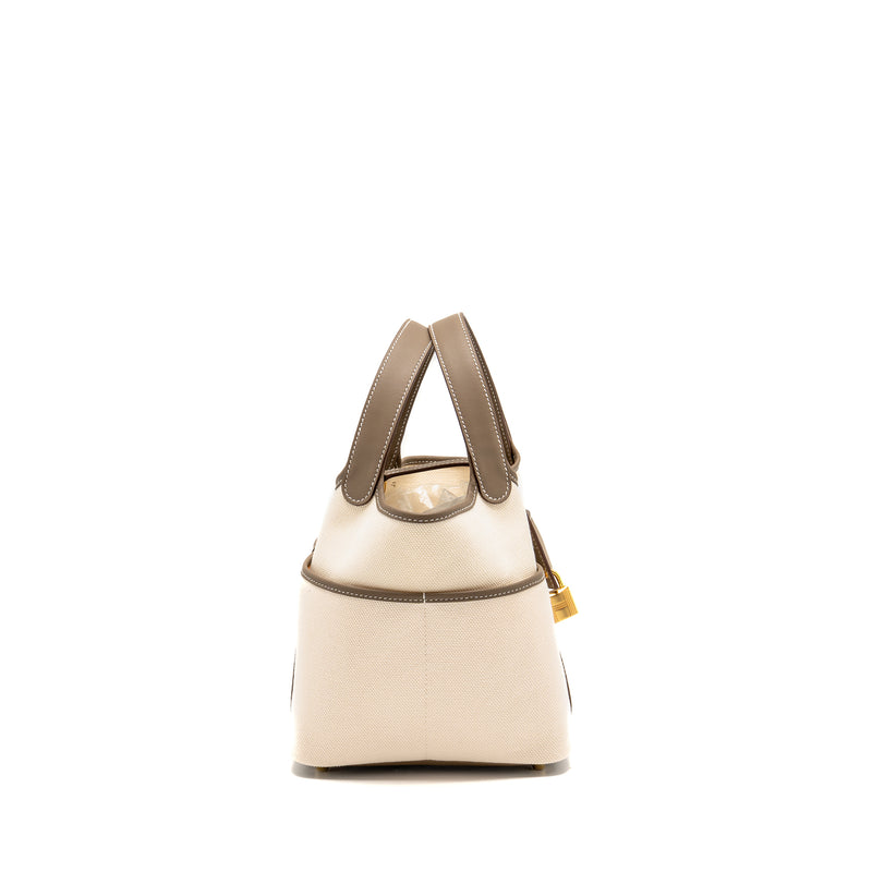 Hermes Cargo Picotin 18 Lock Bag Canvas/Swift Ecru/Etoupe GHW Stamp W