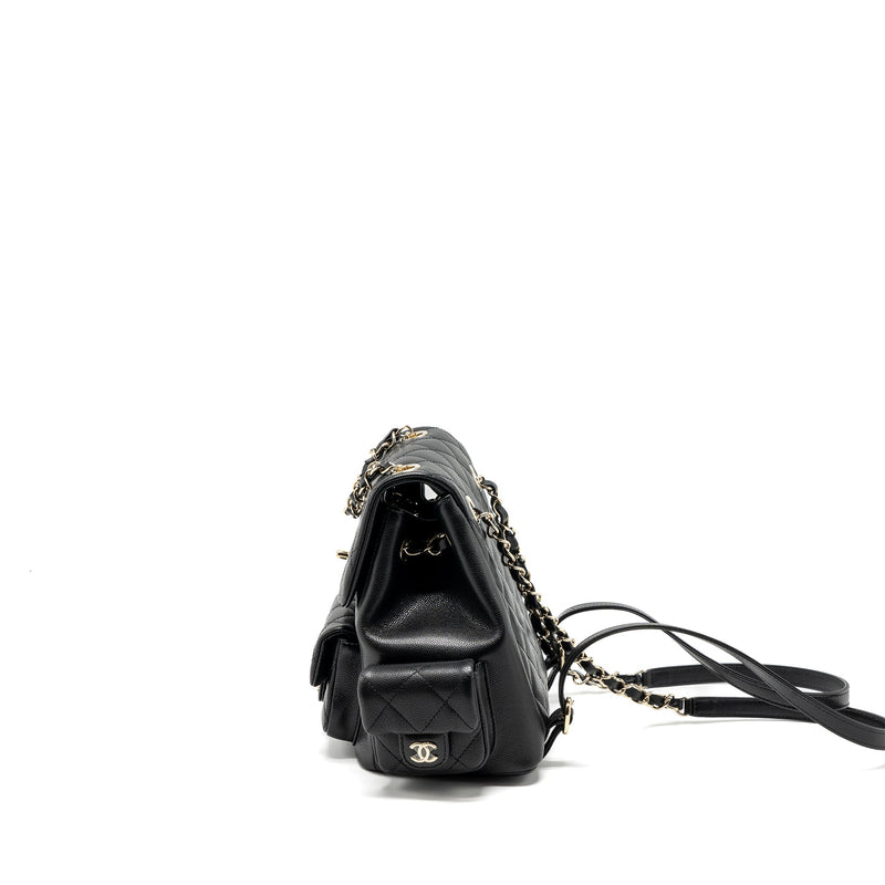 Chanel 23k triple pocket backpack caviar black LGHW (microchip)